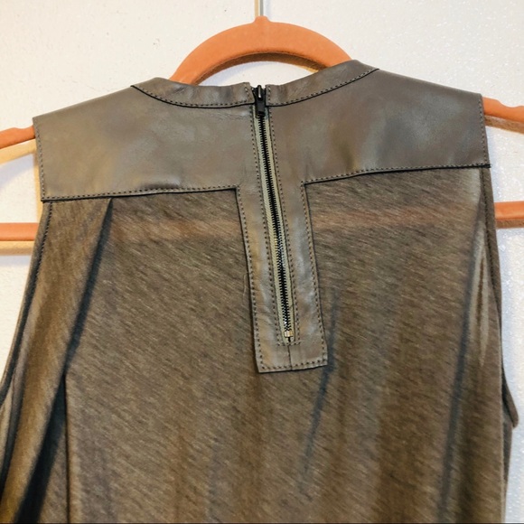Helmut Lang Lamb Leather Trim Grey Short Blouse - Picture 5 of 8
